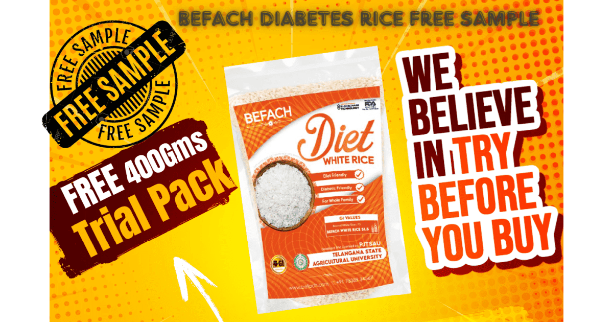 Befach Diabetes Rice Free Sample Claim 400 gm Rice Packet