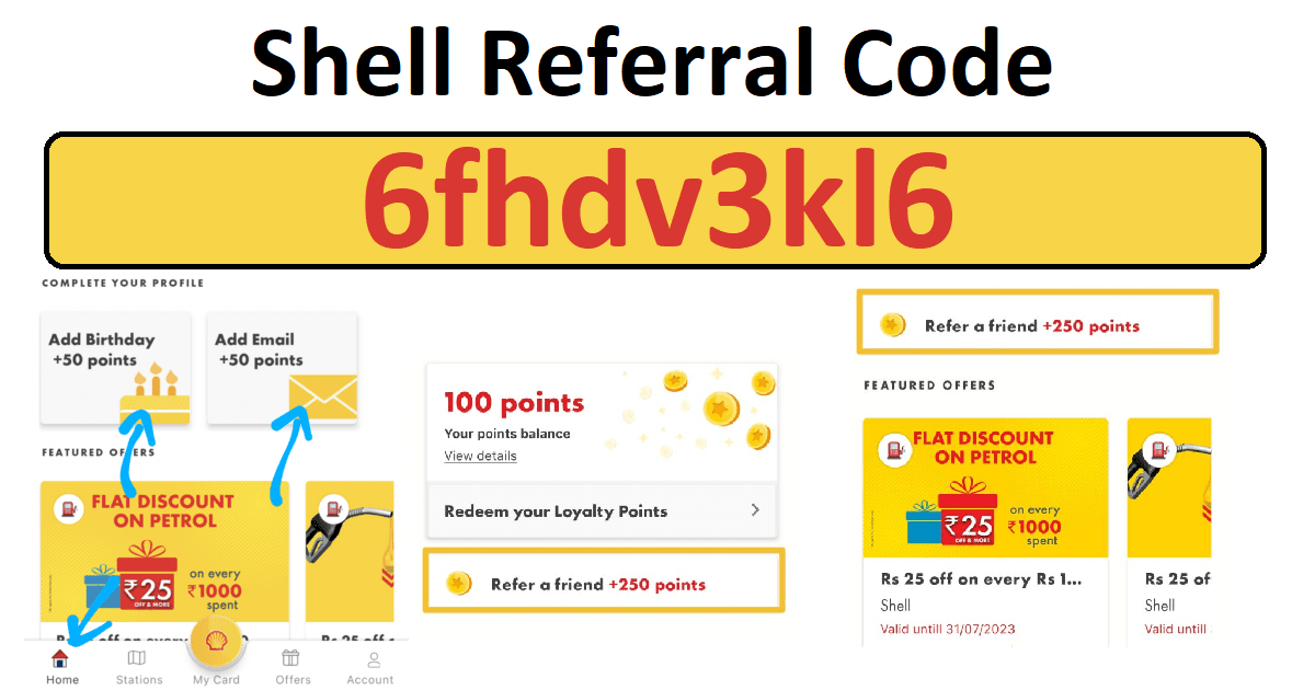 Shell Referral Code Get Free 250 Bonus Points & Free Petrol