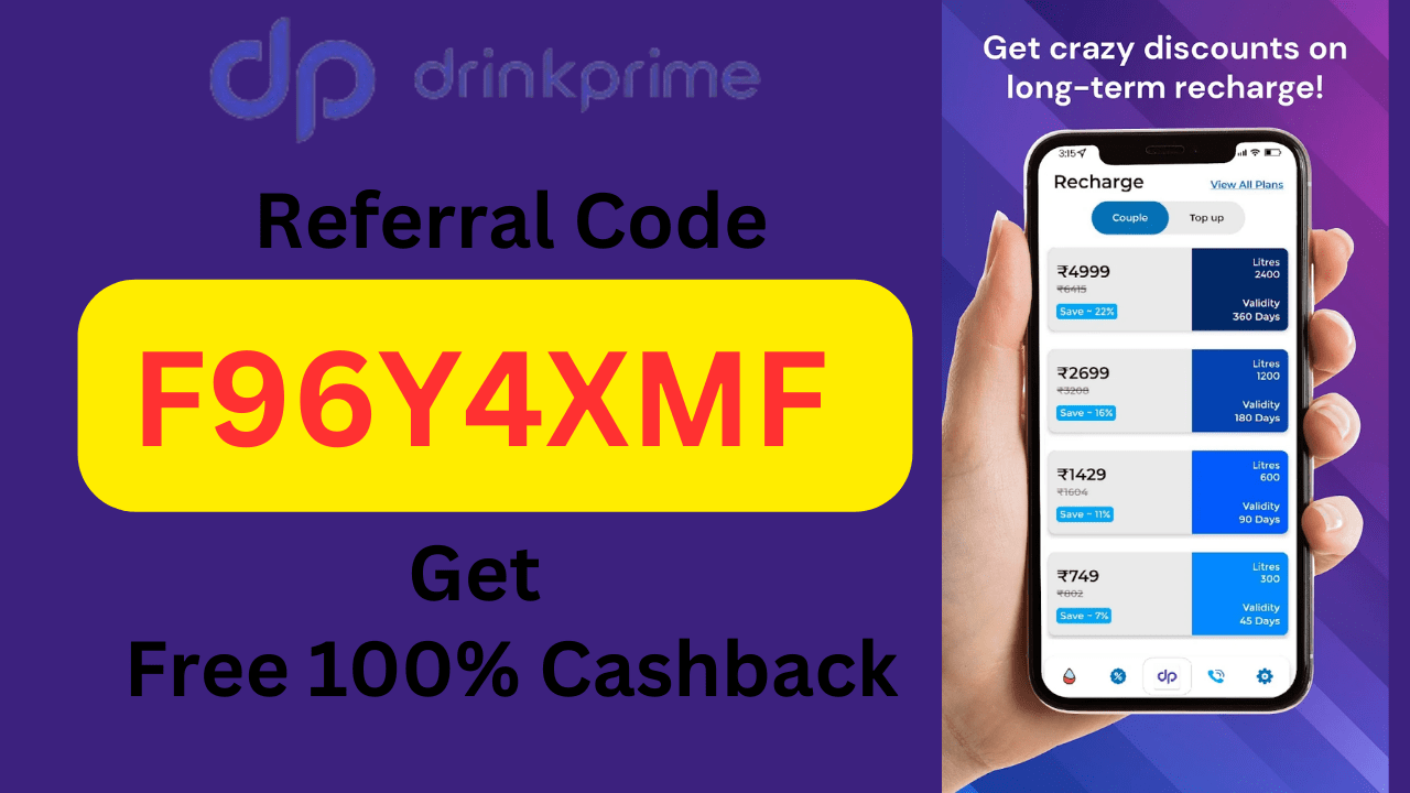 DrinkPrime Referral Code F96Y4XMF Get Free 7 Day Trial