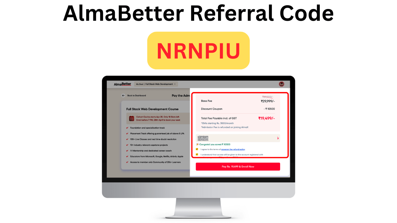 AlmaBetter Referral Code Get Free 10% Discount on Course