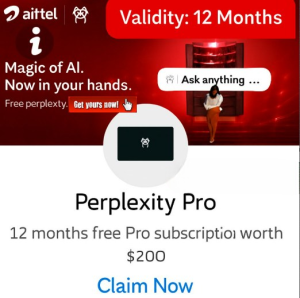 Airtel Perplexity Pro Subscription Free for 12 Month