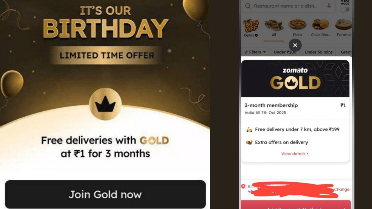 Zomato Gold Rs 1 for 3 Month Membership