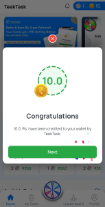 Teek Task Referral Code Get Free Signup Bonus Rs 10